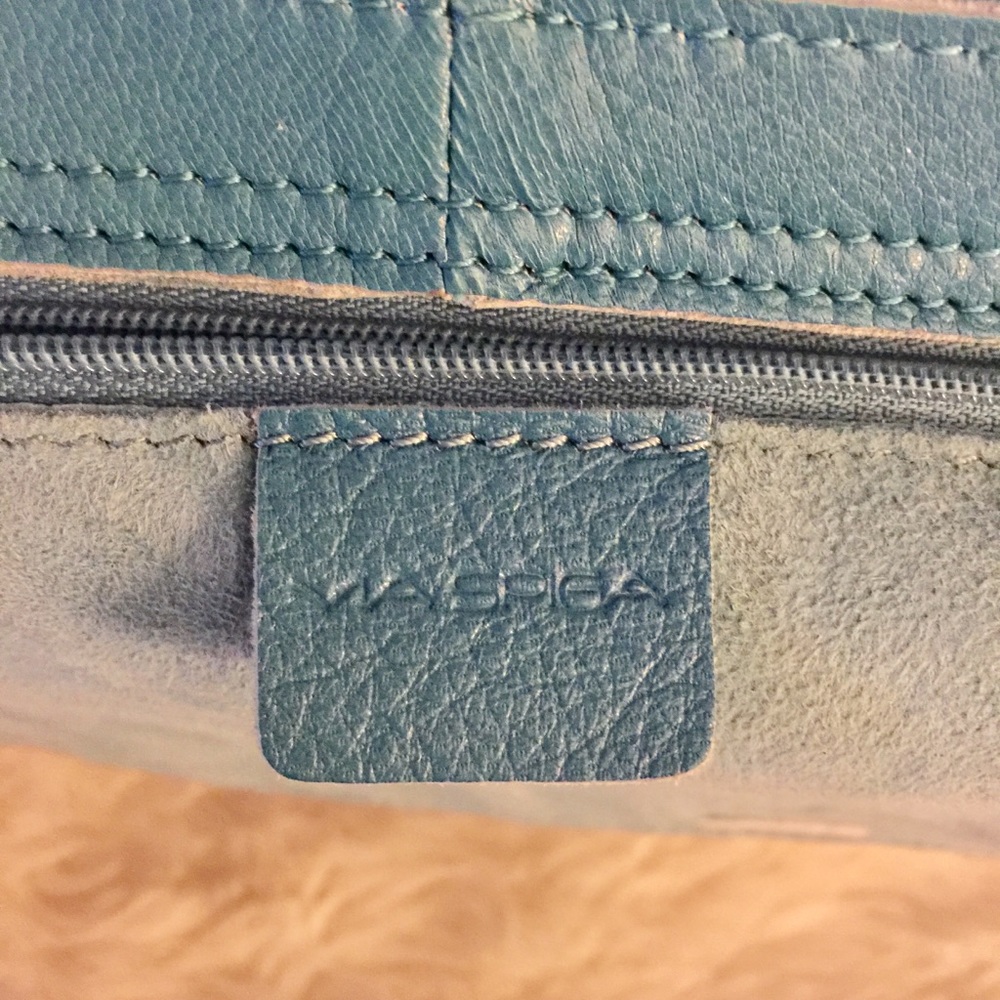 Via Spiga Teal Turquoise Leather Shoulder Bag - Picture 7 of 12